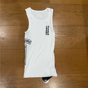 Chrome Hearts White Tank Top with Black Graphic